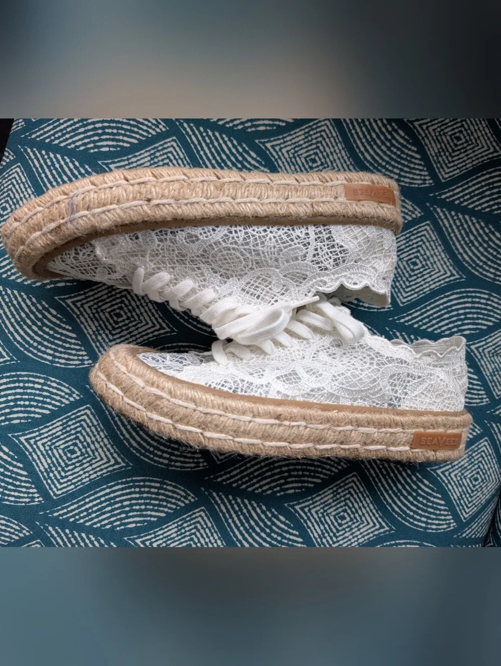 SeaVees White Lace Espadrille Sneakers 7.5